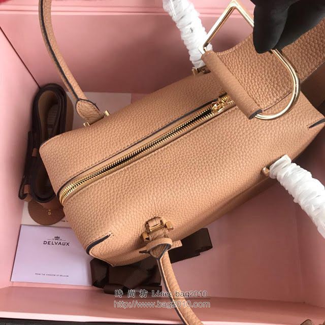 DELVAUX女包 Delvau單肩斜挎包 半手工Cool box 中號 德爾沃女手提包 手拎包 奶茶  fcs1188